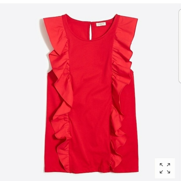 J. Crew Tops - J.Crew Ruffle-Front Top in Belvedere Red (NWT)
